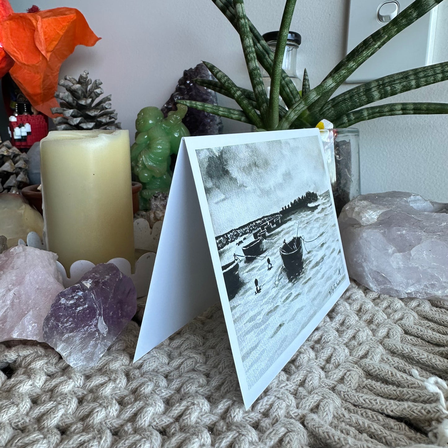 Black and White Beach Greeting Card